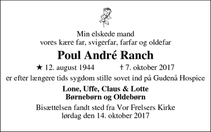 Dødsannoncen for Poul André Ranch - Horsens