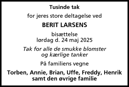 Taksigelsen for Berit Larsen - Hvidovre