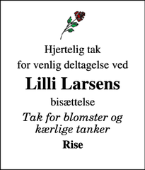 Taksigelsen for Lilli Larsens - Hvidovre