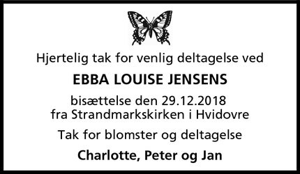 Taksigelsen for Ebba Louise Jensens - Hvidovre