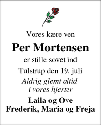 Dødsannoncen for Per Mortensen - Ikast
