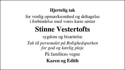 Taksigelsen for Stinne Vestertofts - Ikast