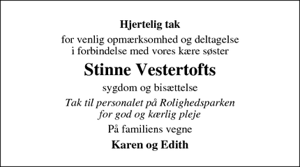 Taksigelsen for Stinne Vestertofts - Ikast