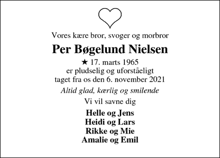 Dødsannoncen for Per Bøgelund Nielsen - Ikast