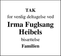 Taksigelsen for Irma Fuglsang Heibels - Ikast