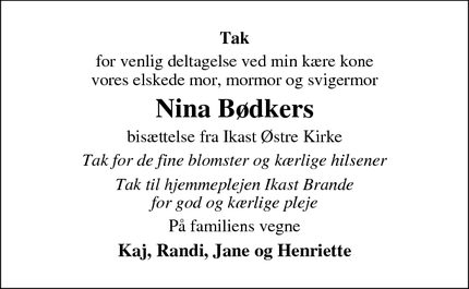 Taksigelsen for Nina Bødkers - Bording