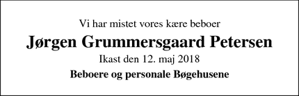 Dødsannoncen for Jørgen Grummersgaard Petersen - Ikast