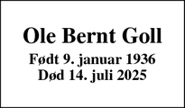 Dødsannoncen for Ole Bernt Goll - Jerslev J