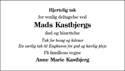 Taksigelsen for Mads Kastbjergs - Rødding