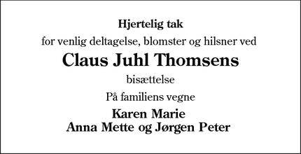 Taksigelsen for Claus Juhl Thomsens - Haderslev