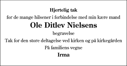 Taksigelsen for Ole Ditlev Nielsens - Esbjerg