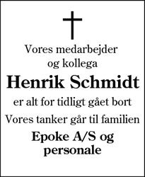 Dødsannoncen for Henrik Schmidt - Brørup