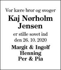 Dødsannoncen for Kaj Nørholm
Jensen - Andrup (Esbjerg kommune)