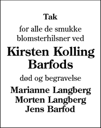 Taksigelsen for Kirsten Kolling Barfods - Humlebæk