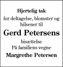Taksigelsen for Gerd Petersens - Nordborg