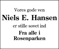 Dødsannoncen for Niels E. Hansen - Ølgod