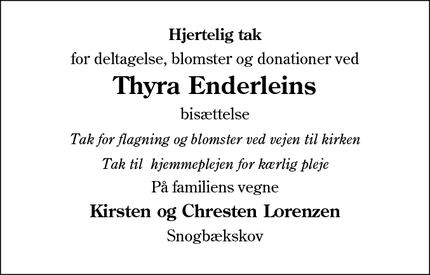 Taksigelsen for Thyra Enderleins - Sønderborg