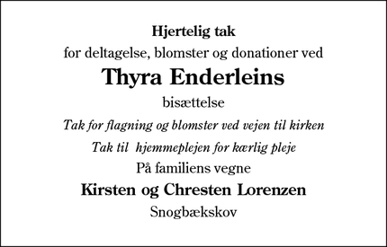 Taksigelsen for Thyra Enderleins - Sønderborg