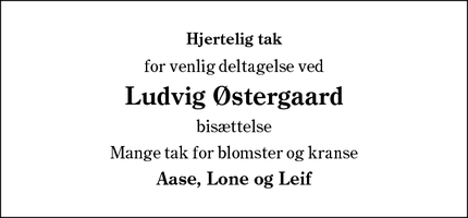 Taksigelsen for Ludvig Østergaard - Bramming