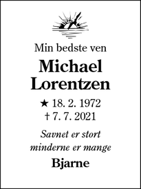 Dødsannoncen for Michael Lorentzen - Kolding