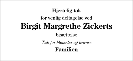 Taksigelsen for Birgit Margrethe Zickerts - Nordborg