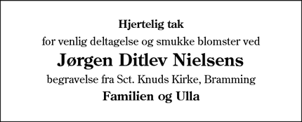 Taksigelsen for Jørgen Ditlev Nielsens - Danmark