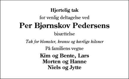 Taksigelsen for Per Bjørnskov Pedersens - Ansager