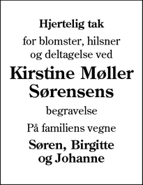 Taksigelsen for Kirstine Møller
Sørensens - Aabenraa