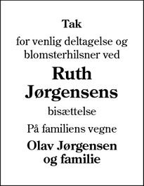 Taksigelsen for Ruth Jørgensen - Rødekro/Aabenraa