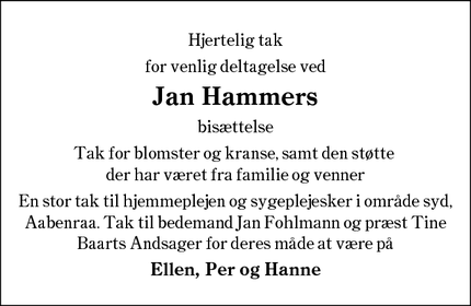 Taksigelsen for Jan Hammers - Aabenraa