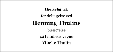 Dødsannoncen for Henning Thulins - Esbjerg
