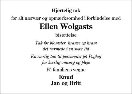 Taksigelsen for Ellen Wolgast - Oksbøl