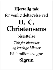 Taksigelsen for H. C. Christensen - Sønderborg