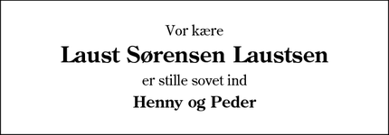 Dødsannoncen for Laust Sørensen Laustsen - Ribe