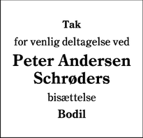 Taksigelsen for Peter Andersen
Schrøders - Sønderborg