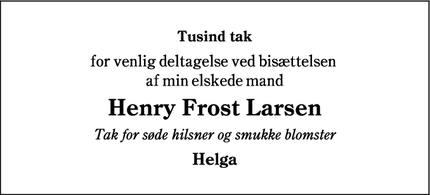 Taksigelsen for Henry Frost Larsen - Aabenraa