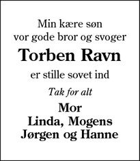 Dødsannoncen for Torben Ravn - Grindsted