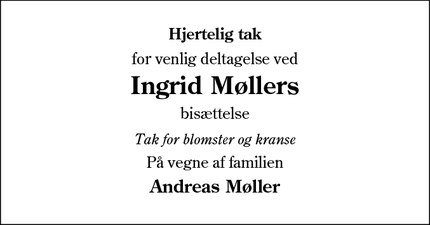 Taksigelsen for Ingrid Møllers - Holbøl