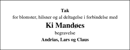 Taksigelsen for Ki Mandøes - Varde