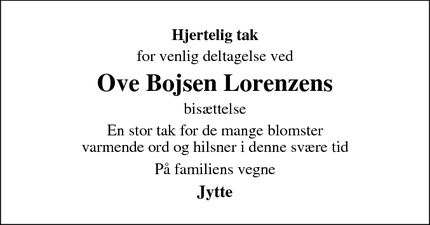 Taksigelsen for Ove Bojsen Lorenzens  - Aarhus