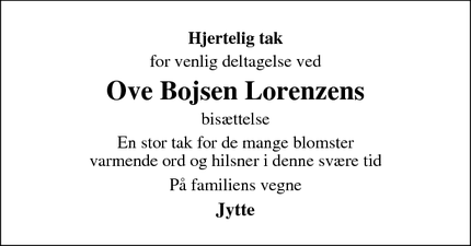 Taksigelsen for Ove Bojsen Lorenzens  - Aarhus