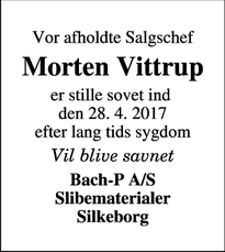Dødsannoncen for Morten Vittrup - Storvorde, Aalborg
