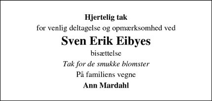 Taksigelsen for Sven Erik Eibyes  - Aarhus