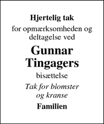 Taksigelsen for Gunnar Tingagers - Kalundborg