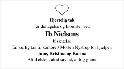 Dødsannoncen for  Ib Nielsens  - Kalundborg