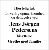 Dødsannoncen for Jens Jørgen
Pedersens - Dalby