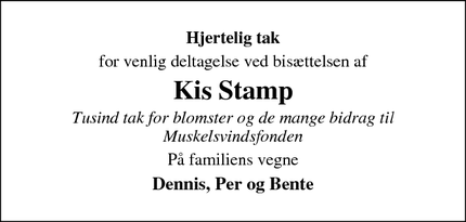 Taksigelsen for  Kis Stamp - Jelling