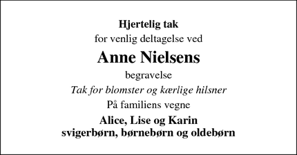 Taksigelsen for Anne Nielsen - Kjellerup