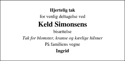 Taksigelsen for Keld Simonsen - Kjellerup