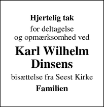 Taksigelsen for Karl Wilhelm
Dinsen - Kolding
